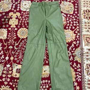 Green Faux Leather Pants